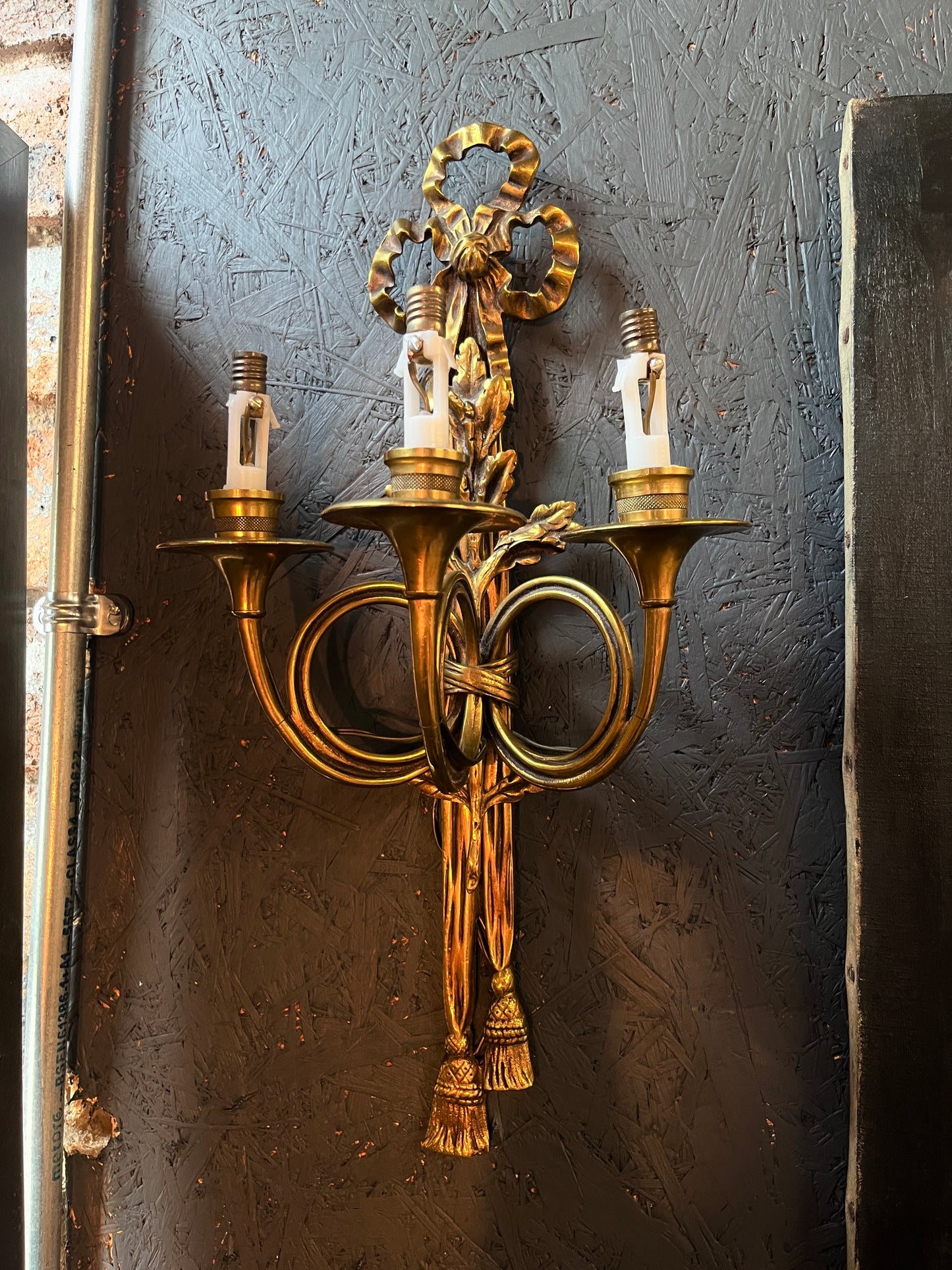 Antique Brass - French Wall Sconce Candelabra (Pair)