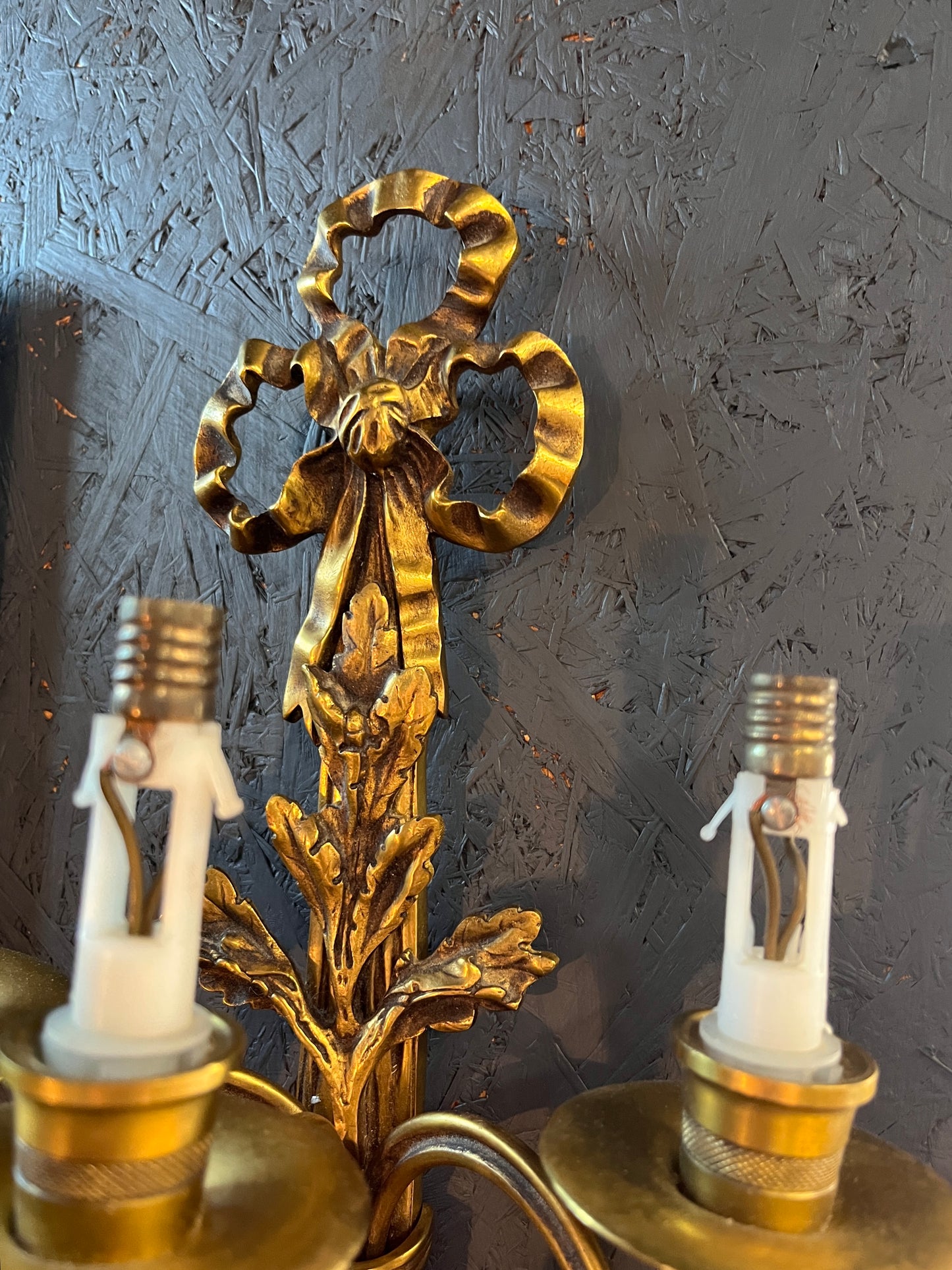 Antique Brass - French Wall Sconce Candelabra (Pair)