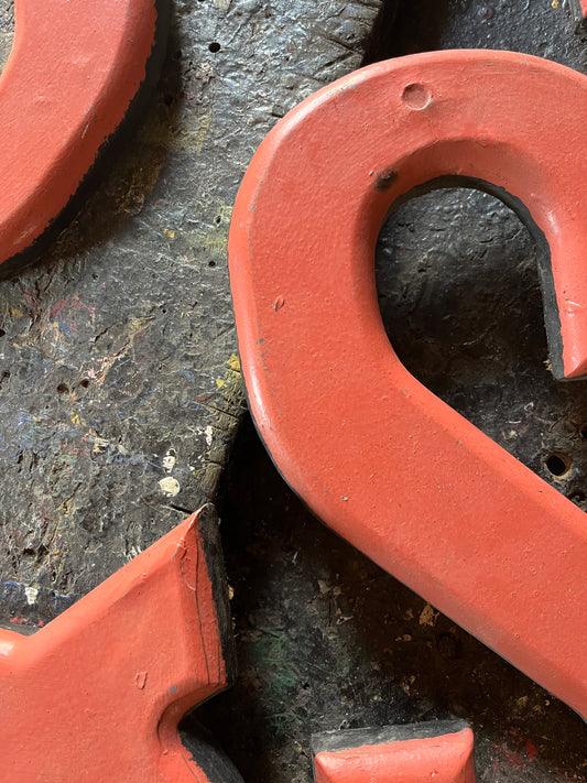 Painted Red/Pink Shop Sign Letters