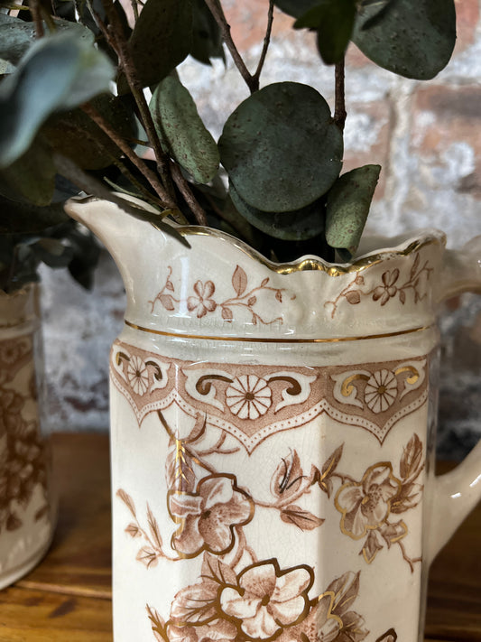 Three Brown Pitchers - Dresden Pottery by A Capper
