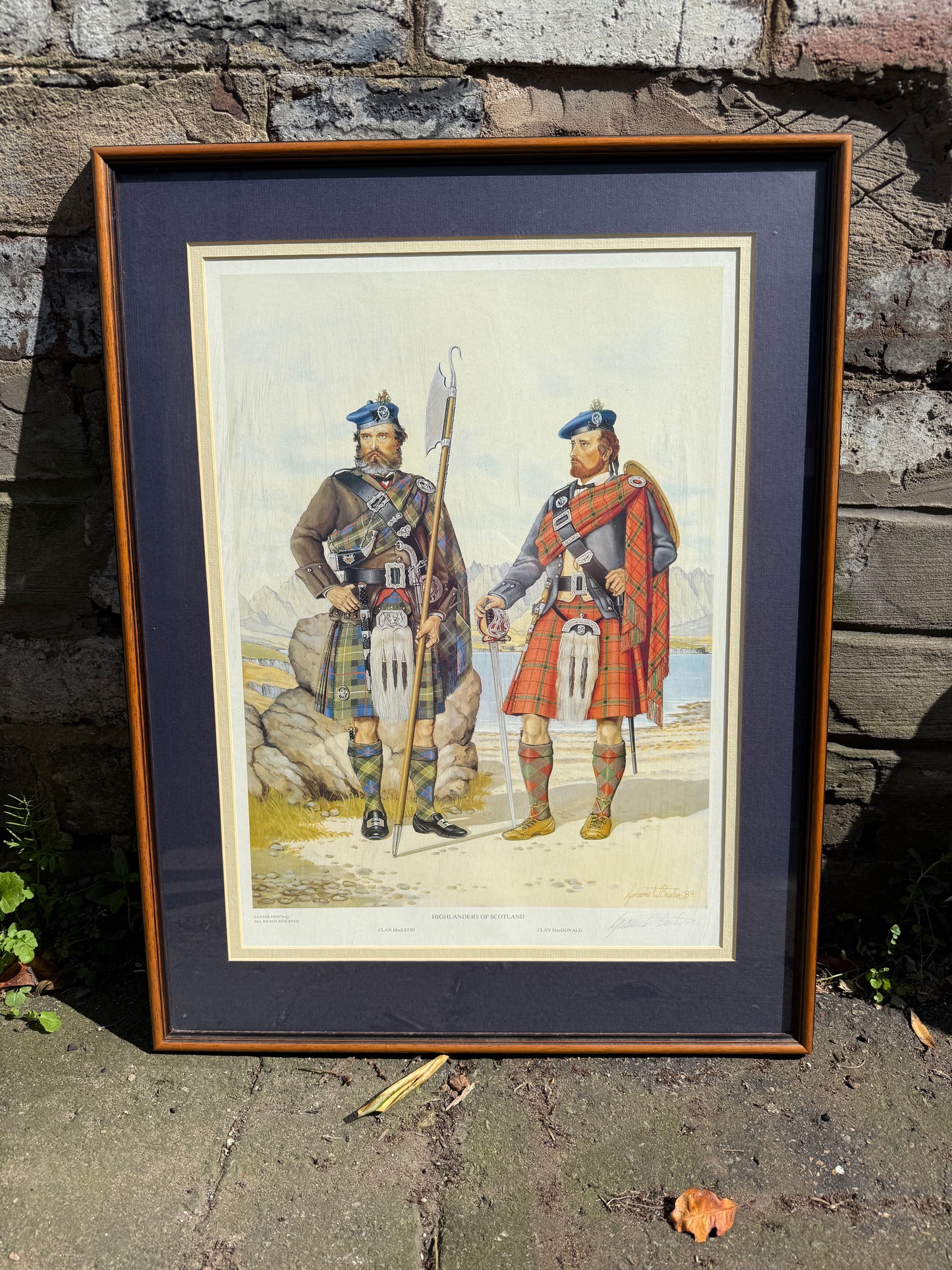 Framed Print "Highlanders of Scotland" Clan MacLeod & MacDonald Tartans