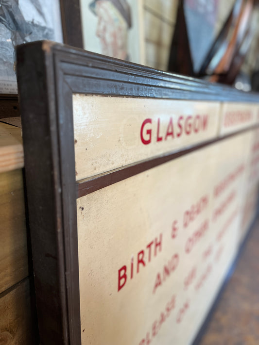 Martha Street Register Board Born at Glasgow Rattenrow Hospital