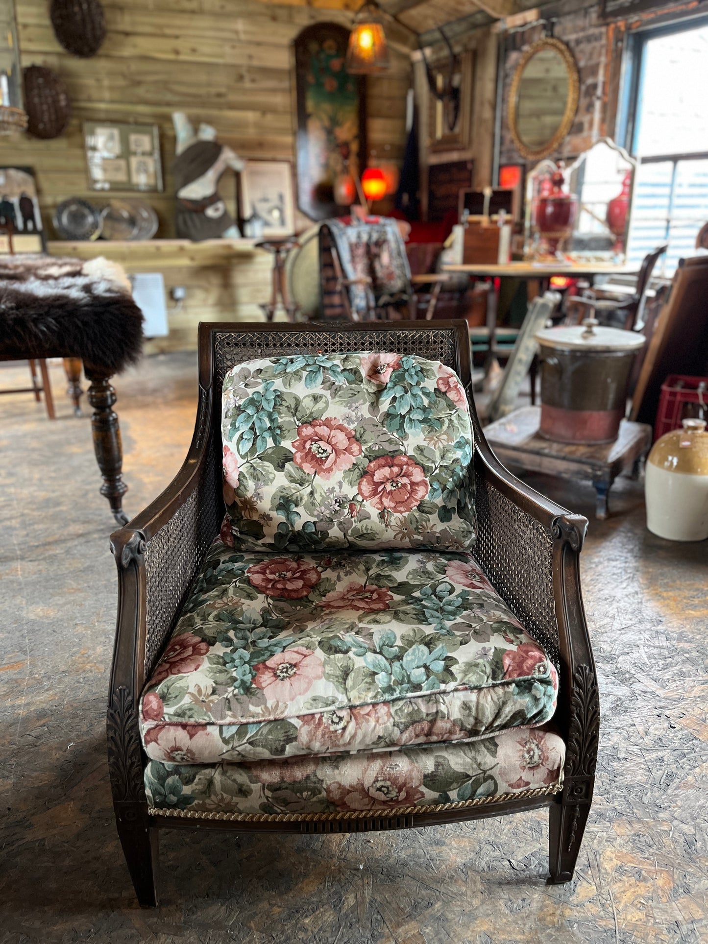 Rams Head & Dog Rose Bergère Sofa & Armchairs (Awaiting Restoration)