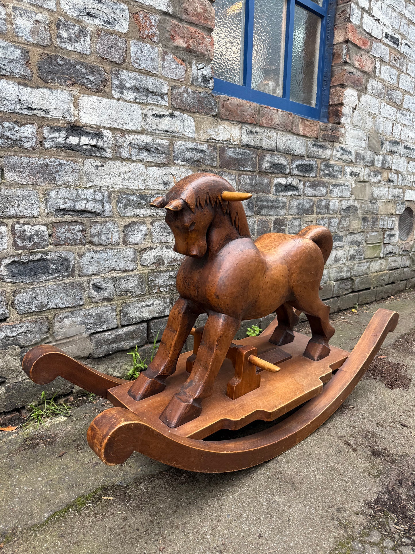 Antique Canadian 'Trojan' Wooden Rocking Horse
