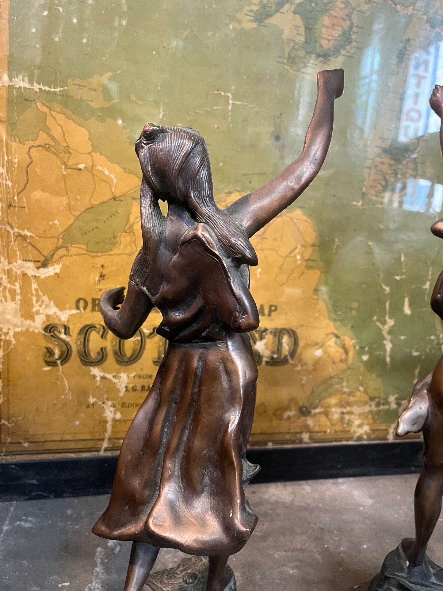 French Pair of Bronze Statues - Lady and Man