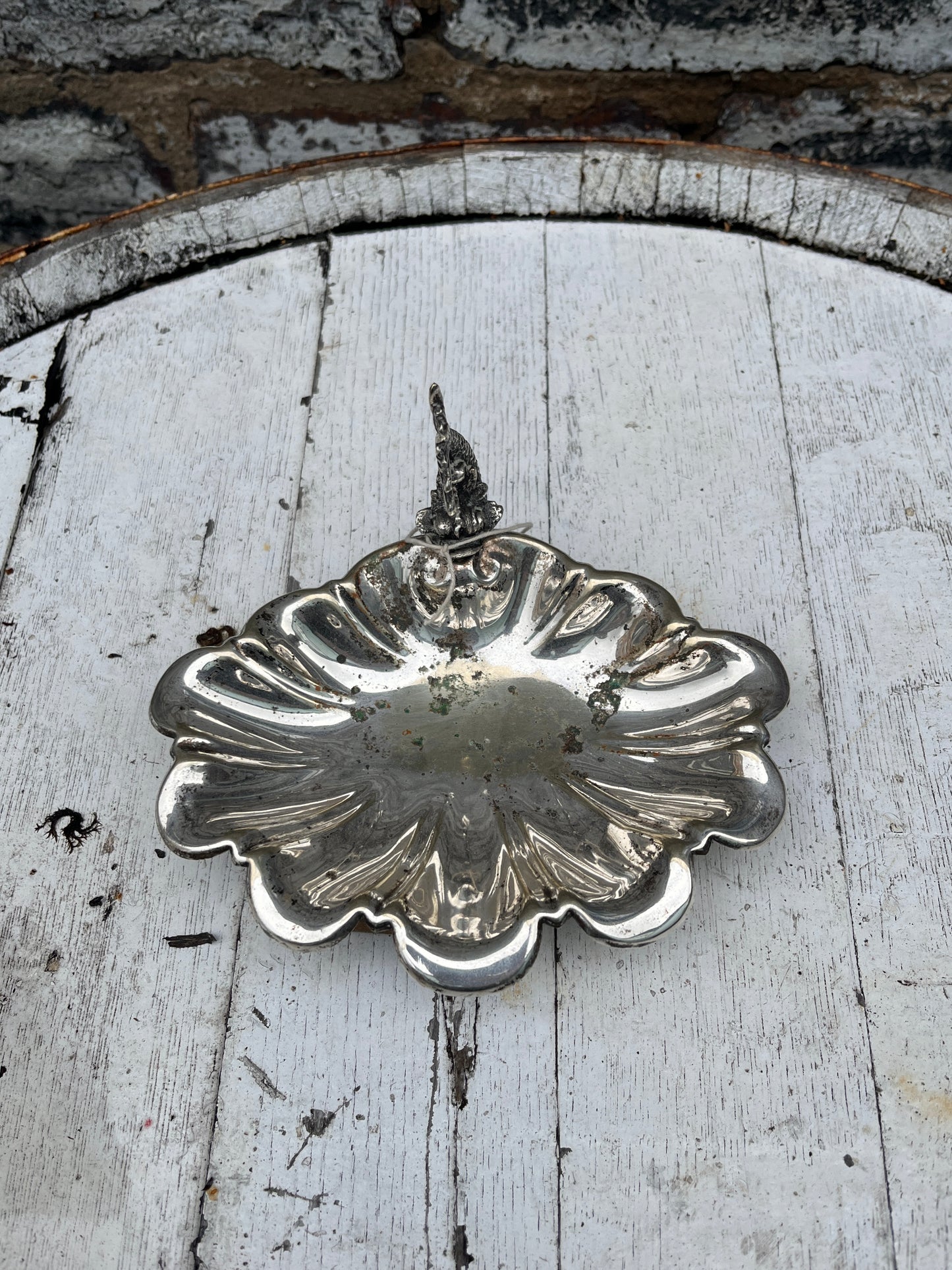 Silver Plated Shell Bowl with Fish