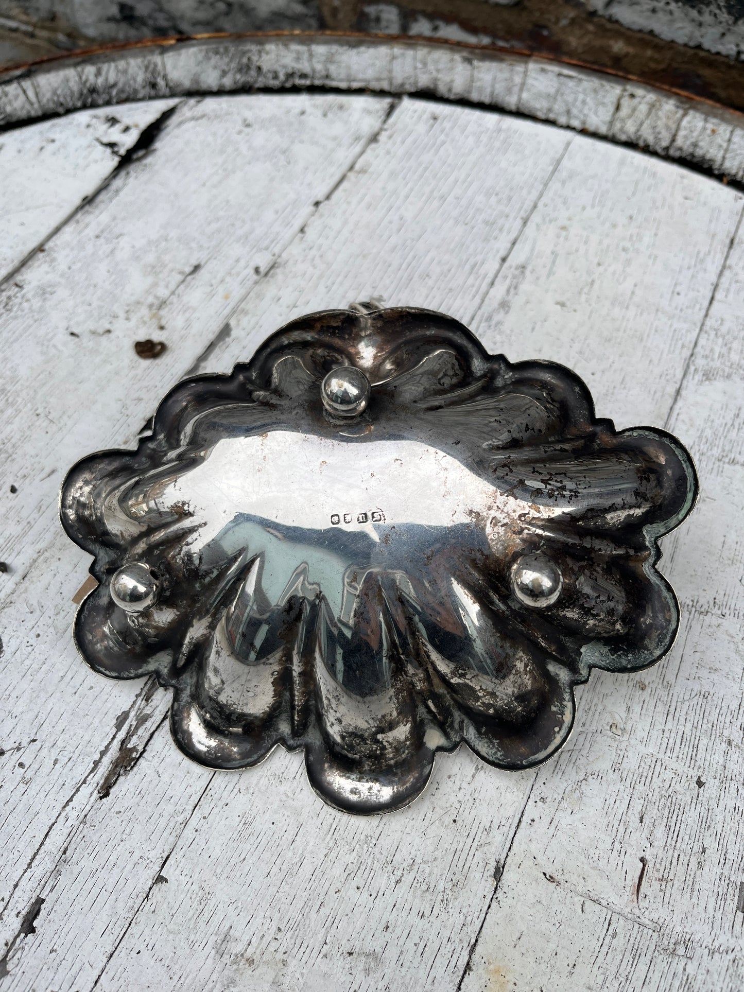 Silver Plated Shell Bowl with Fish