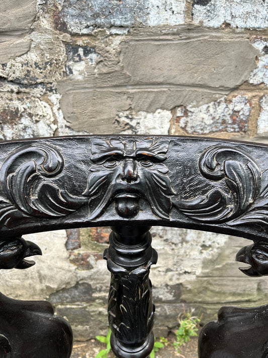 From Manx Chair Carved in English Oak with Mythical Creatures