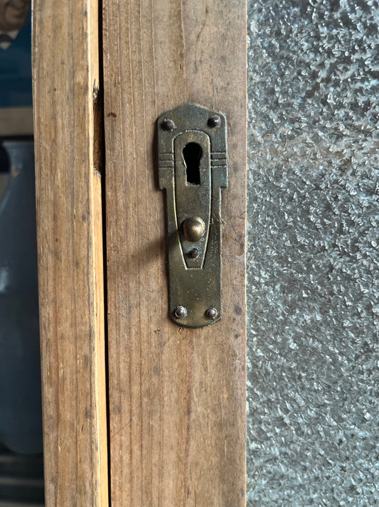 Antique Pine Food Safe / Apothecary Cabinet with Florentine Textured Glass Style