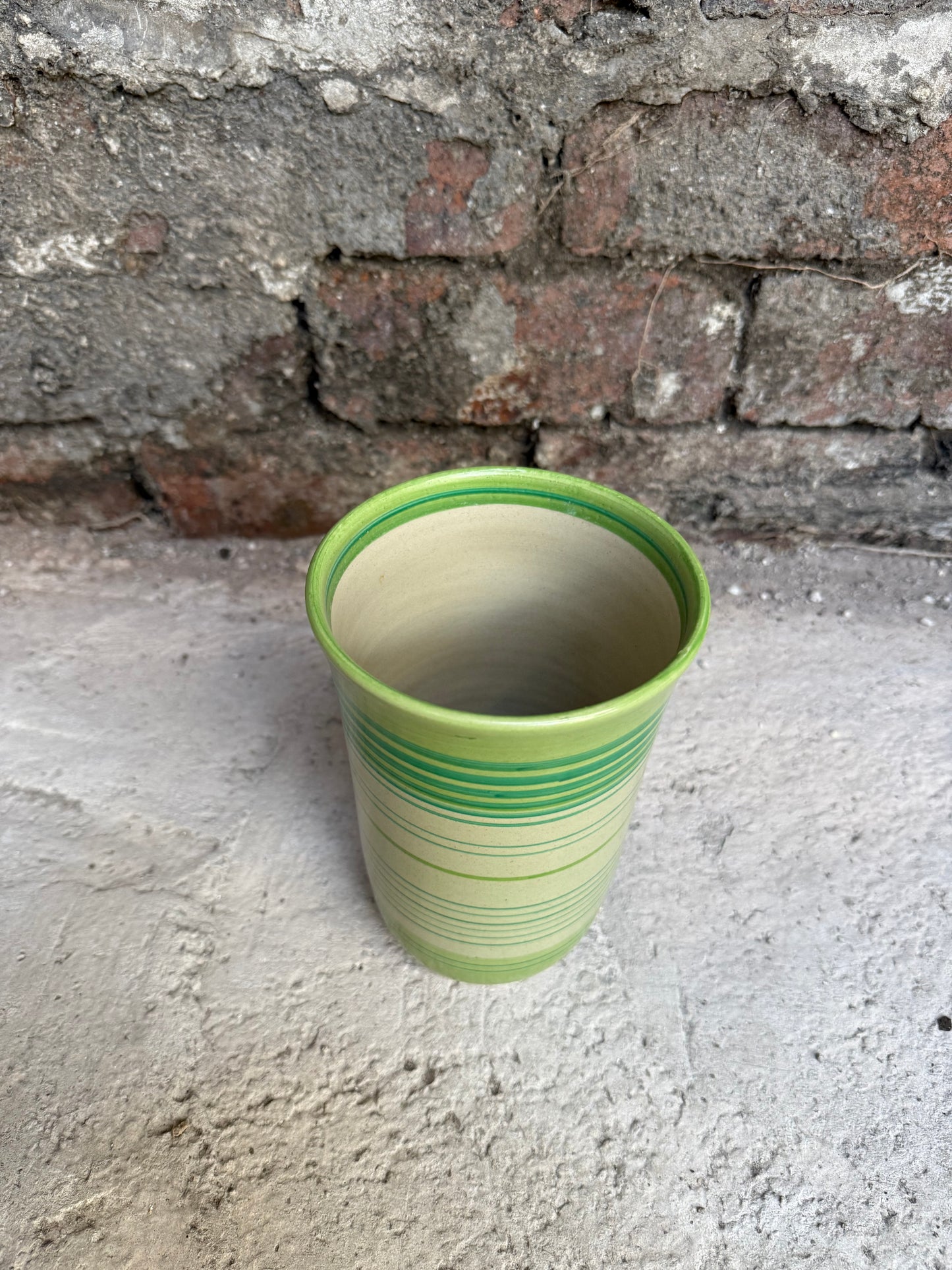 Gray's Pottery Green Striped Vase