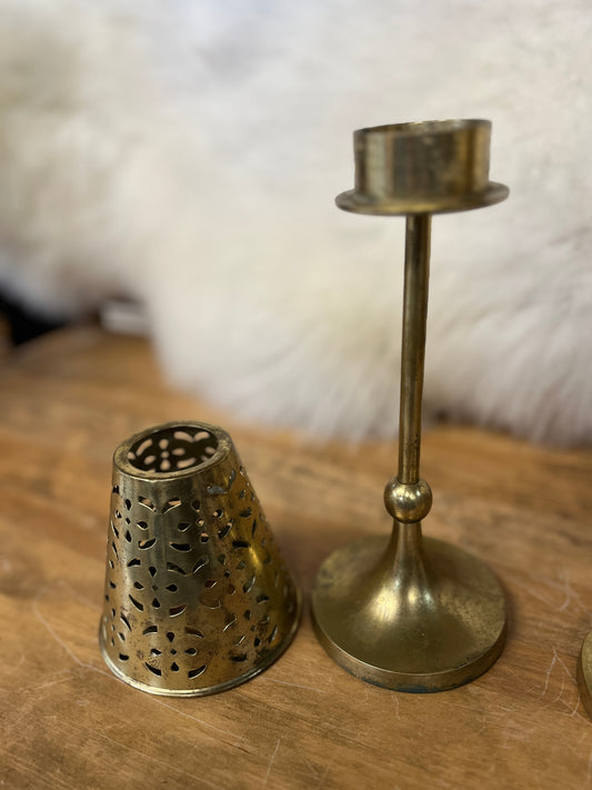 Pair of Brass Tea / Candle Light Holders