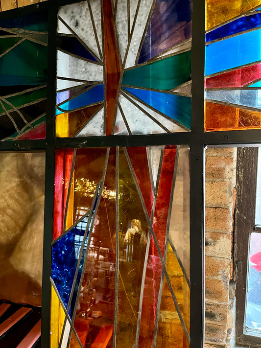 Hand painted glass cross - Stain glass effect