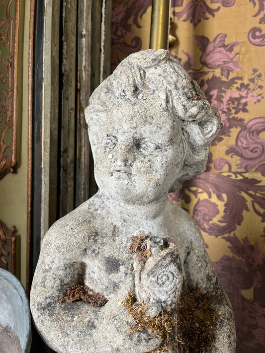 Cherub Stone Garden Statue - Fountain & Fish