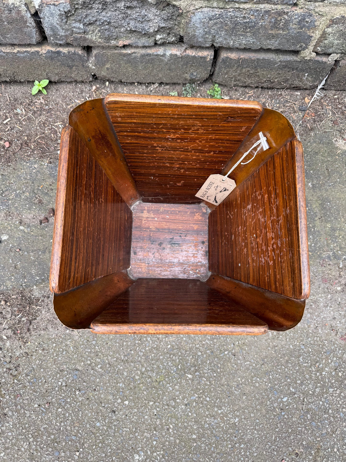 Emile - Jacques Ruhlmann Art Deco Wood and Copper Paper Basket