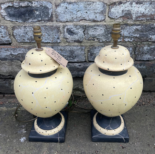 Pair of Hand Painted Vintage Polka Dot Lamps