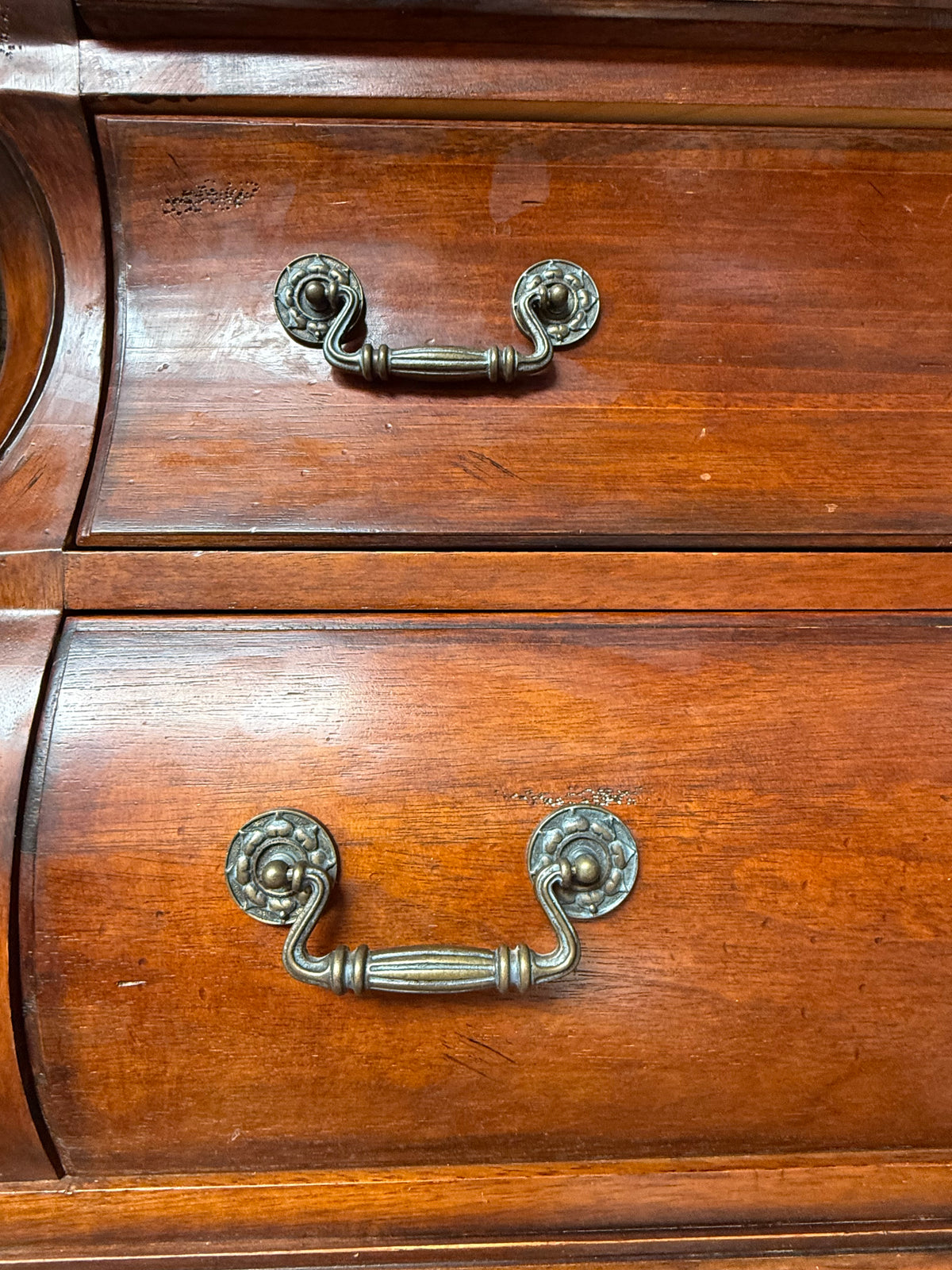 French / Dutch Three Drawer "Bombe" Style Chest of Drawers