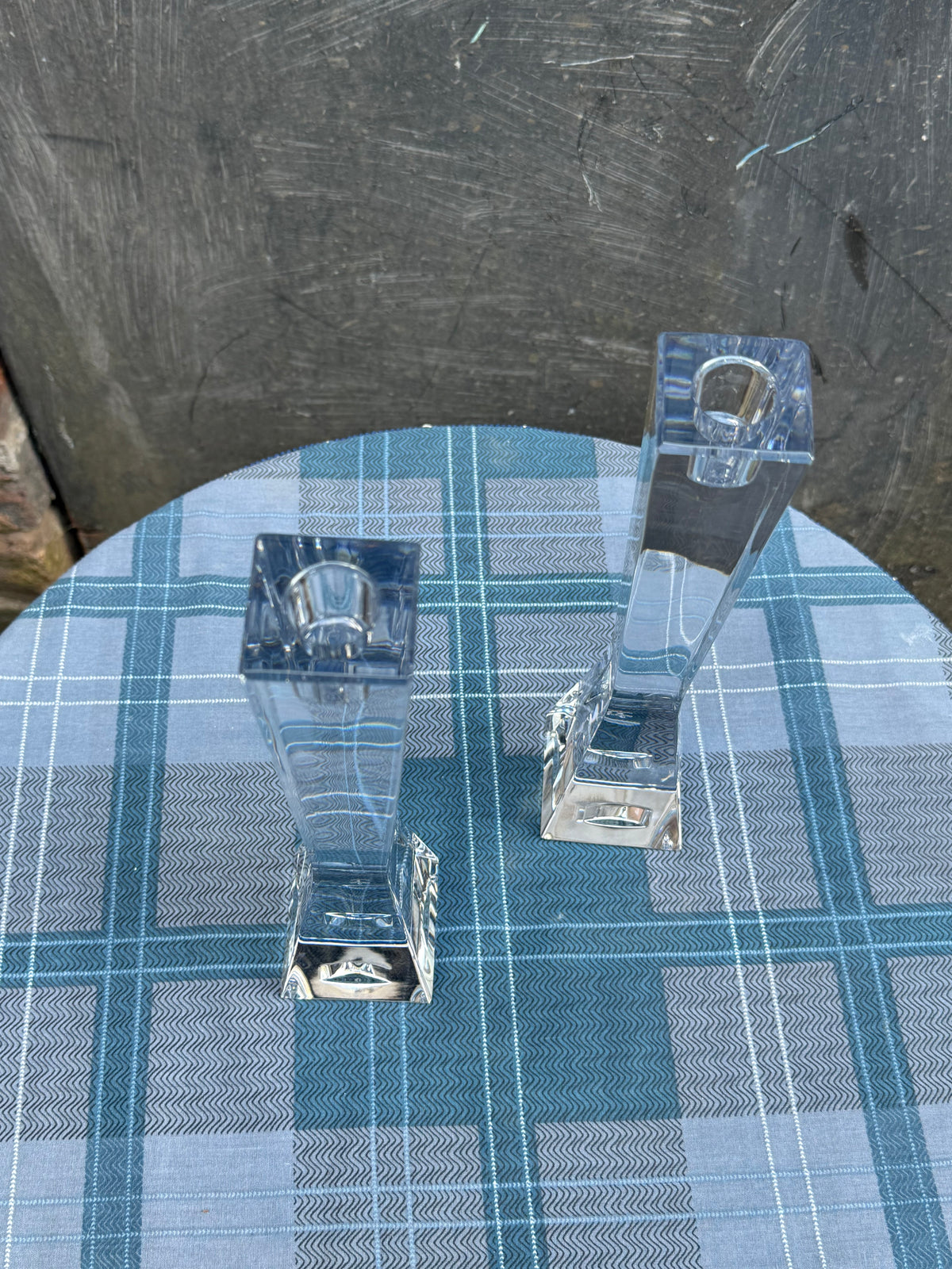 Waterford Crystal Pair of Candle Holders Designed by John Rocha Circa 1980