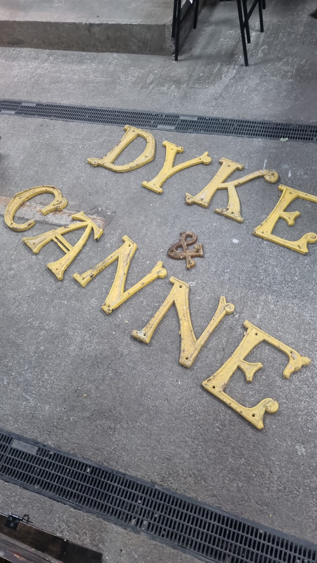 Vintage Cast Iron Yellow Letters