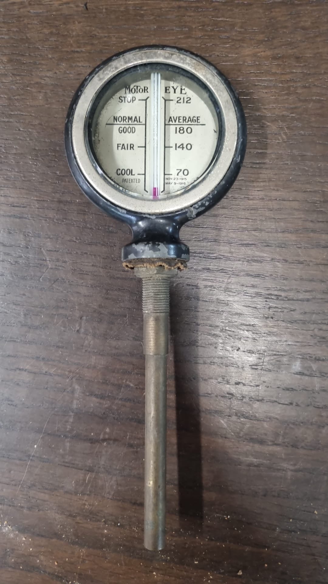 Antique Boyce Moto-Metre Radiator Temperature Gauge c.1915-1916