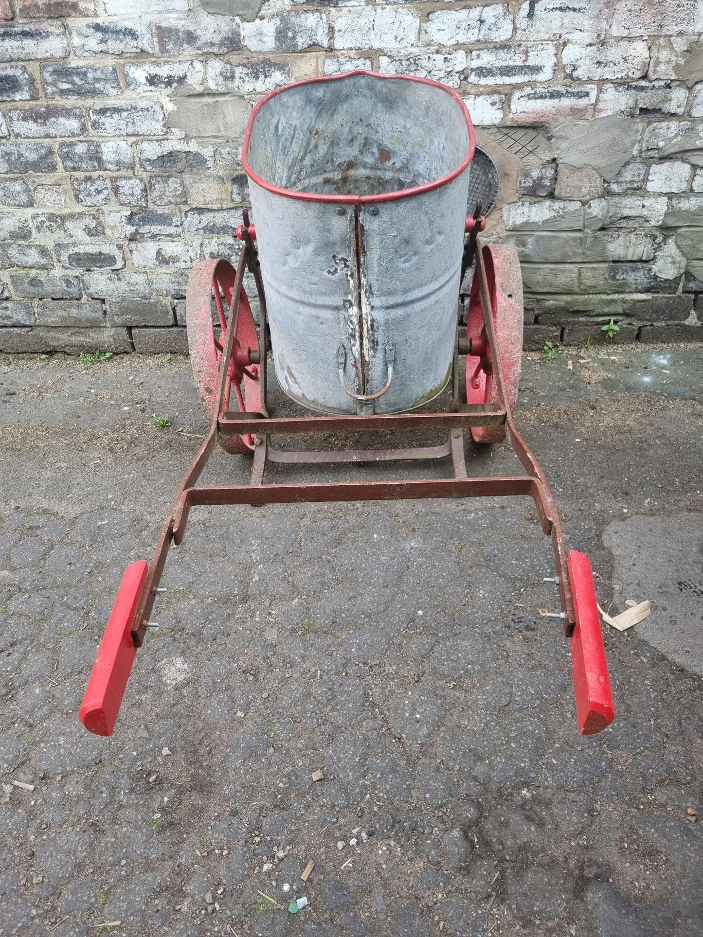 Wrought Iron Reclaimed Water Bowser on Wheels - Circa 1910