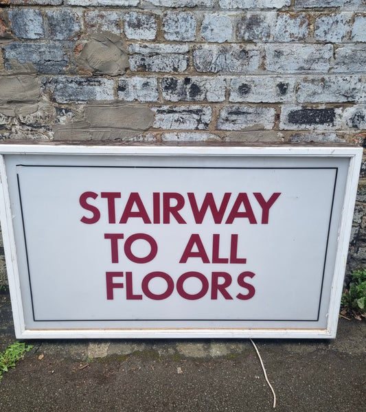 Large Antique Department Store Lightbox "Stairway to All Floors" Sign