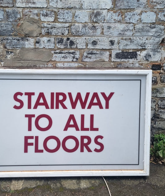 Large Antique Department Store Lightbox "Stairway to All Floors" Sign