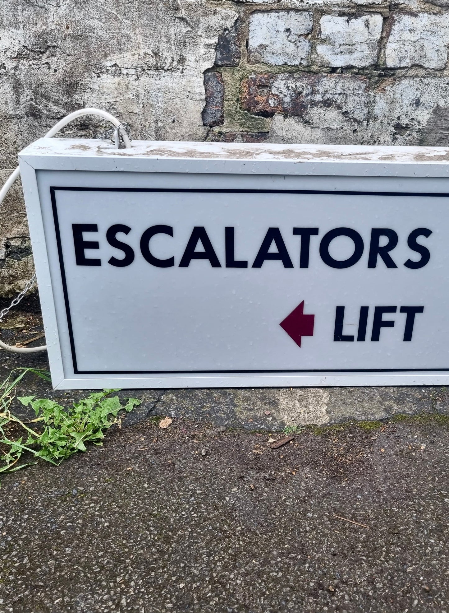 Antique Department Store Lightbox "Escalators & Lift" Sign