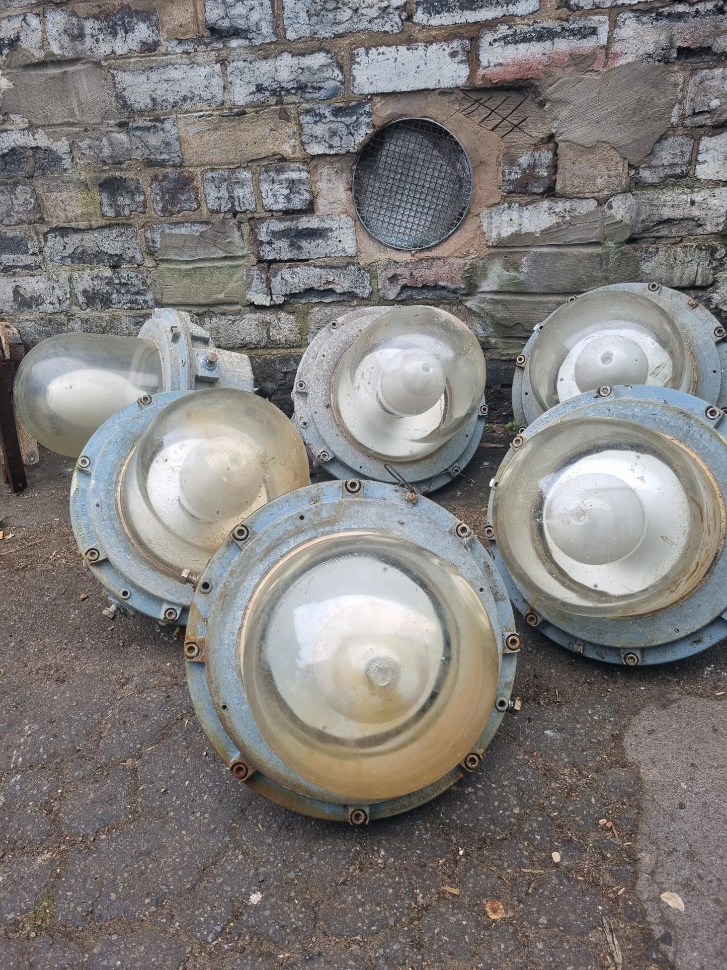 1950's Victor Explosion Proof Large Industrial Pendant Lights