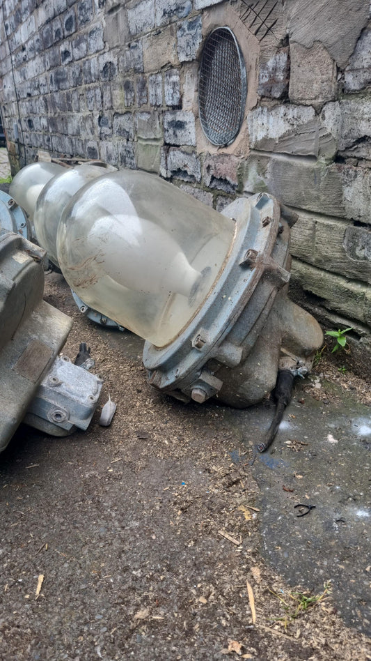 1950's Victor Explosion Proof Large Industrial Pendant Lights