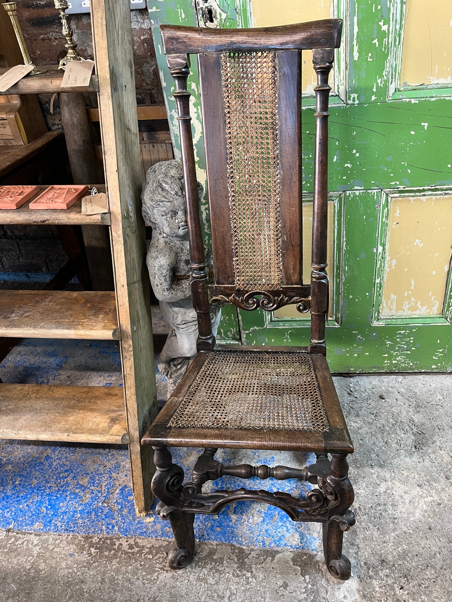 Charles II Style High Back Oak/Walnut Chair