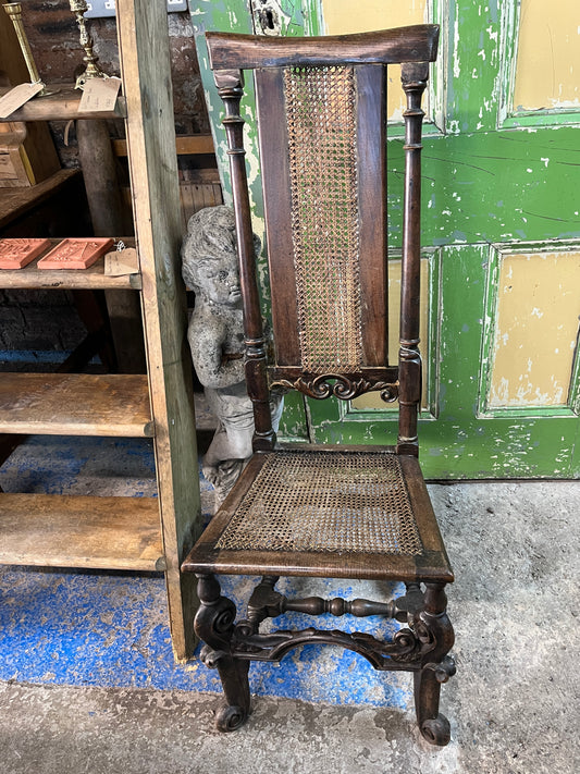 Charles II Style High Back Oak/Walnut Chair