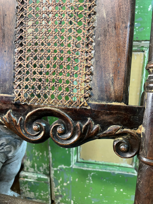 Charles II Style High Back Oak/Walnut Chair
