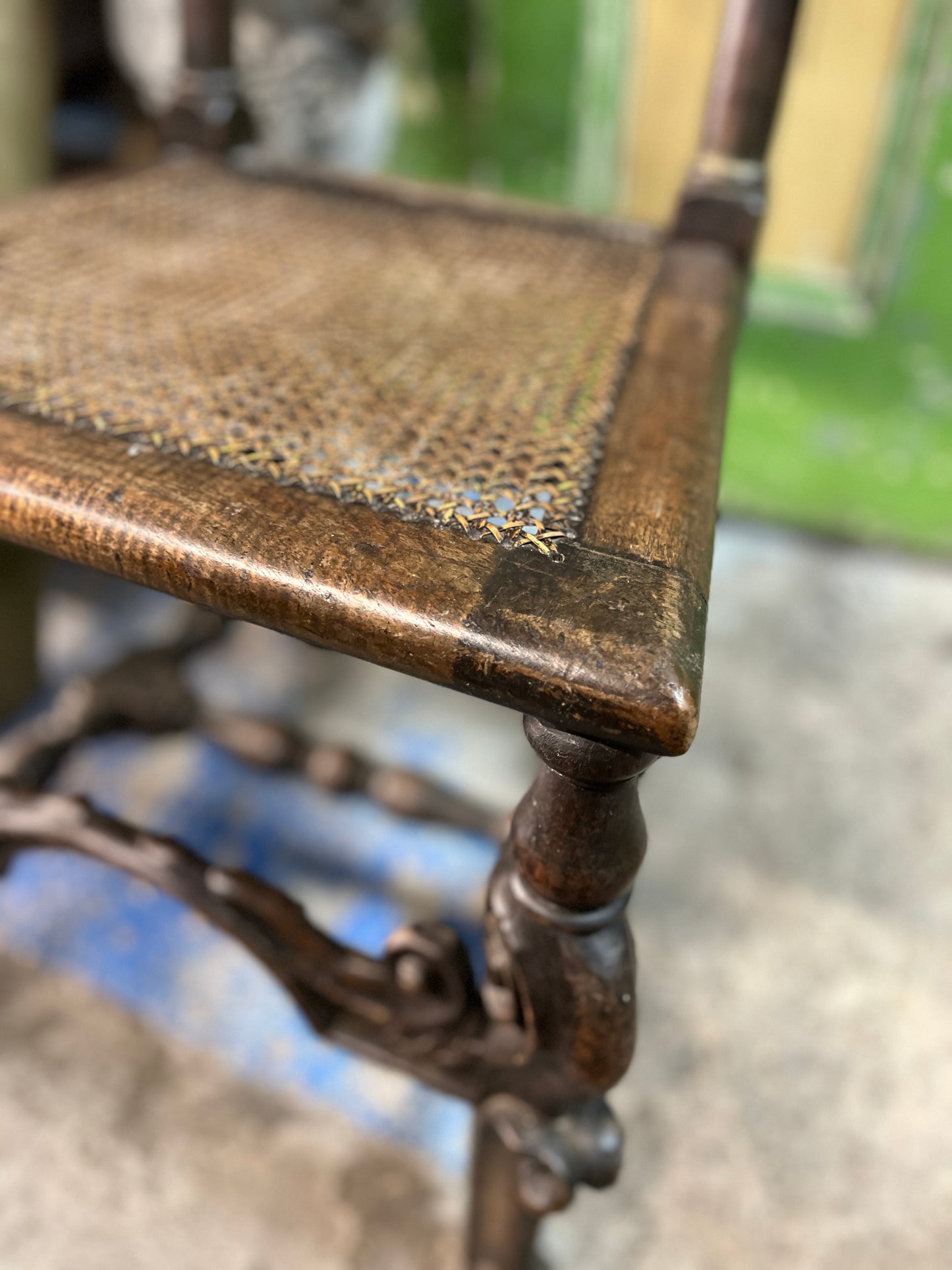 Charles II Style High Back Oak/Walnut Chair