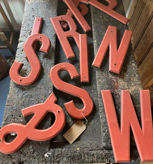 Painted Red/Pink Shop Sign Letters