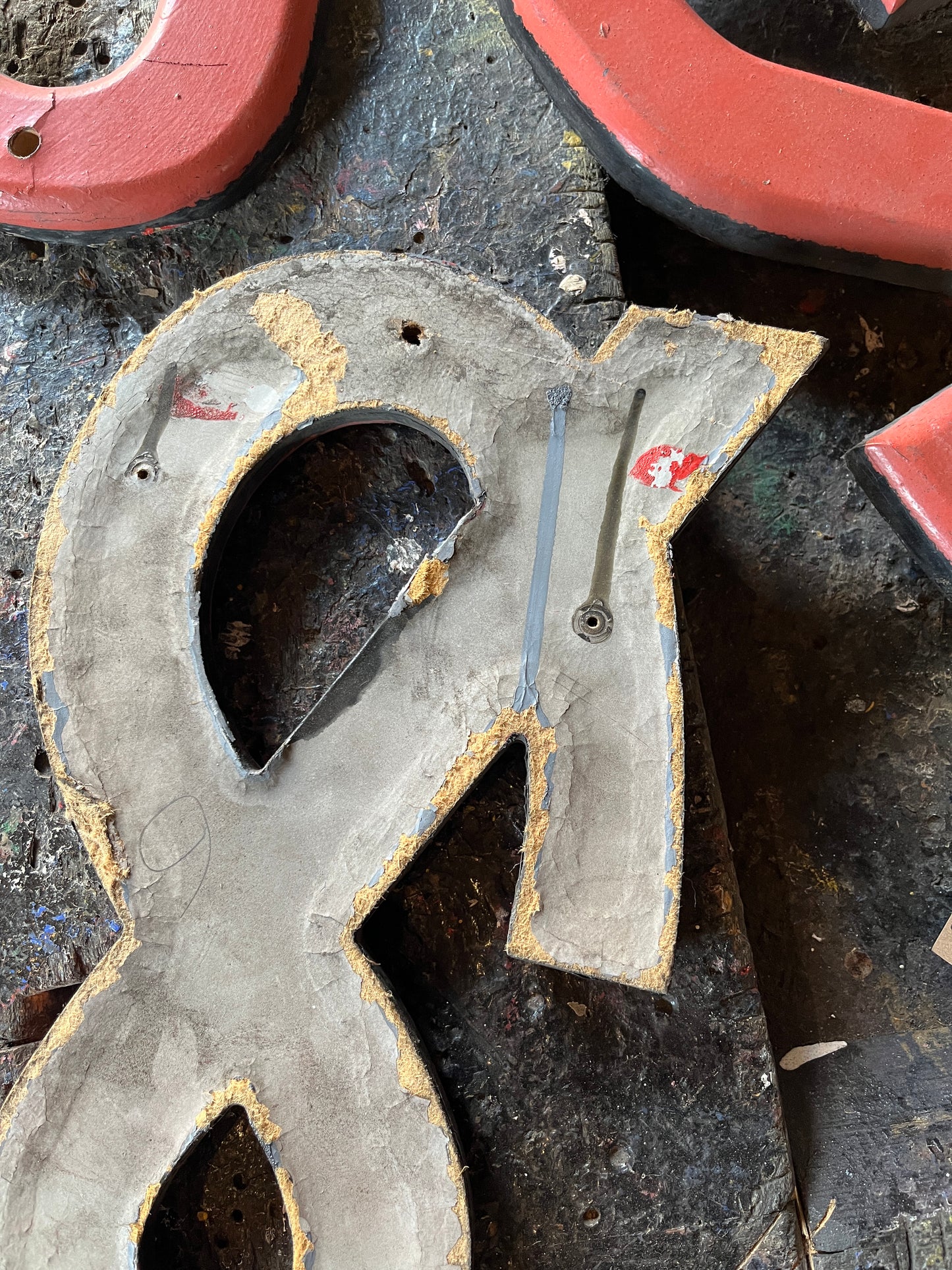 Painted Red/Pink Shop Sign Letters