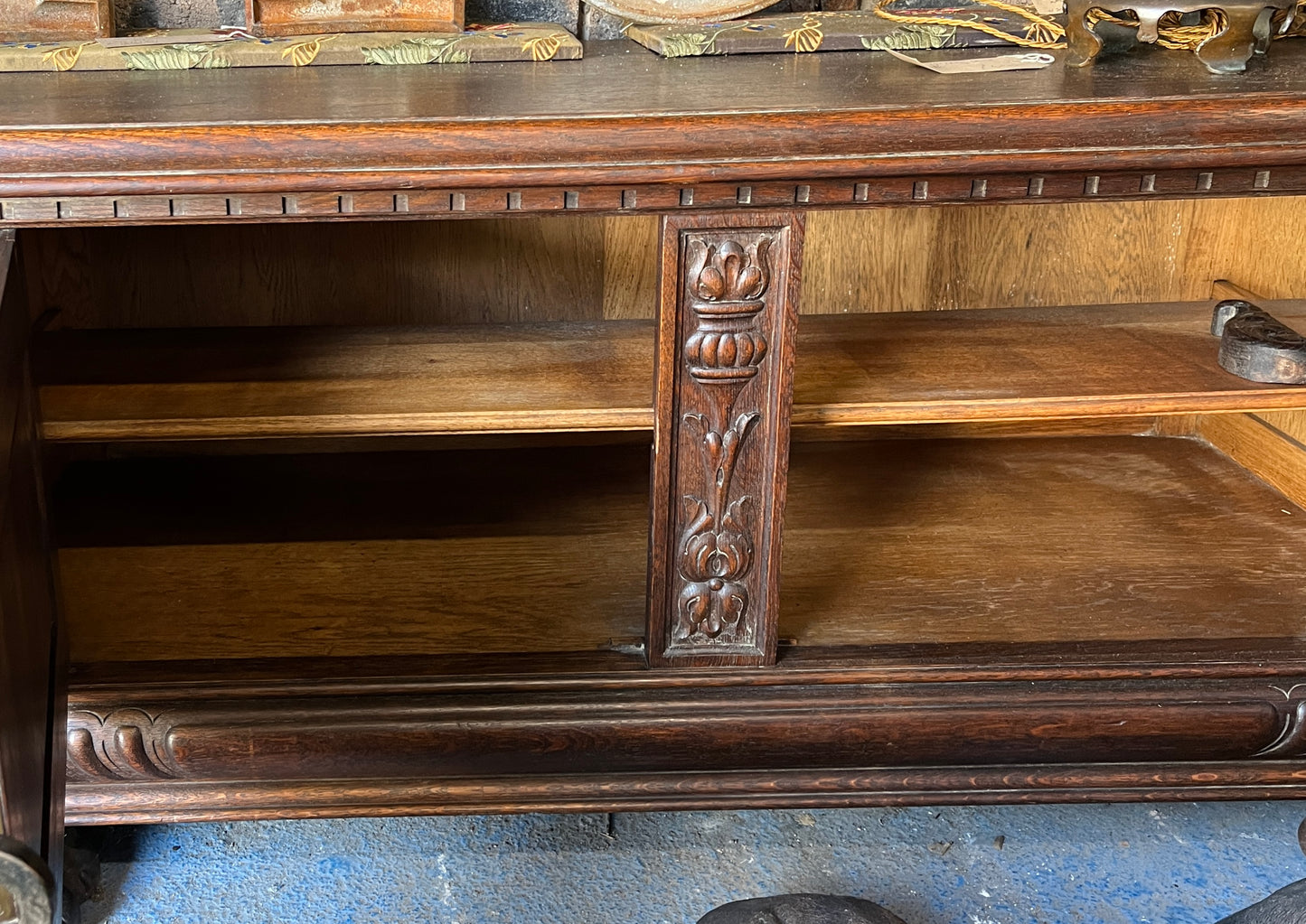 Heraldic 19th Century Carved Oak Coffer