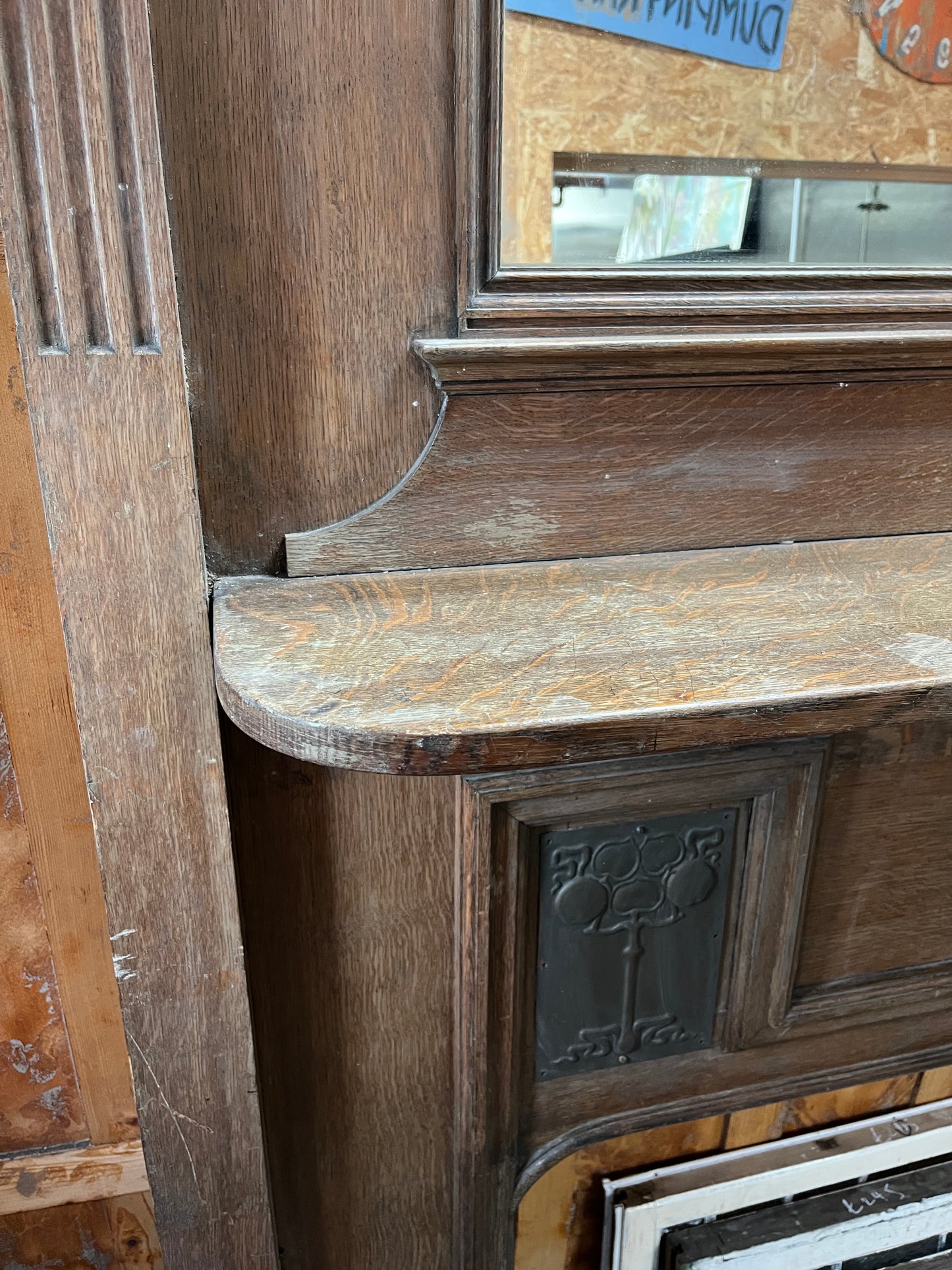 Majestic Large Oak Antique Chimney Fireplace