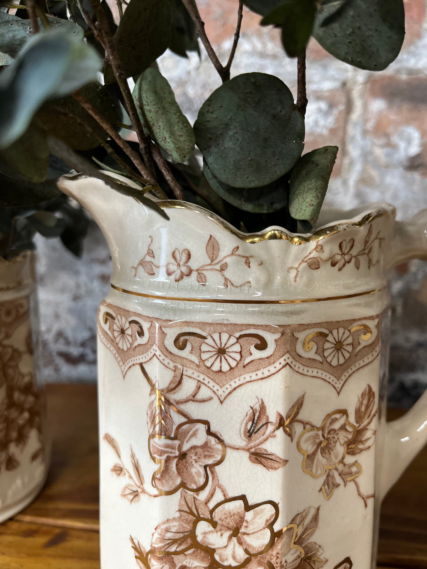 Three Brown Pitchers - Dresden Pottery by A Capper