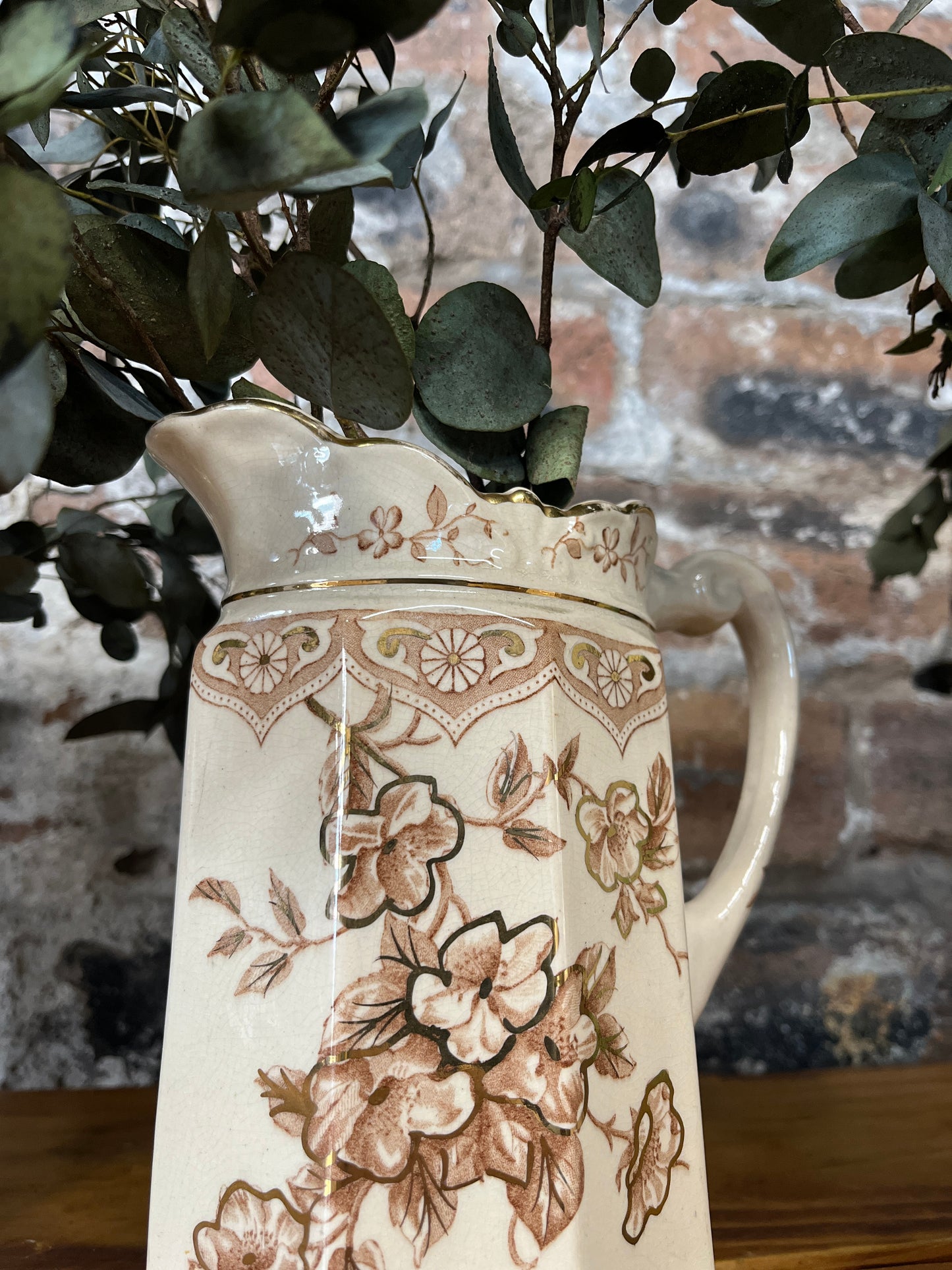 Three Brown Pitchers - Dresden Pottery by A Capper