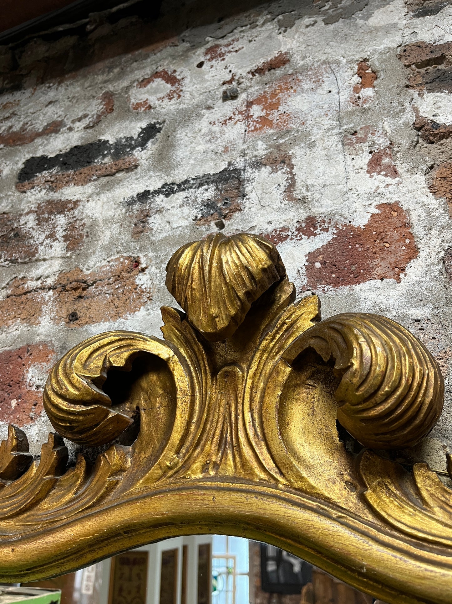 Dramatic Gold Mirror with Rococo Feather Type Mouldings