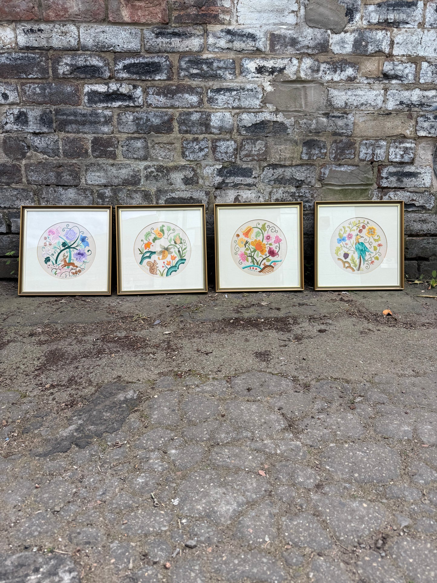 Jacobite Style Crewelwork Embroidery Panel