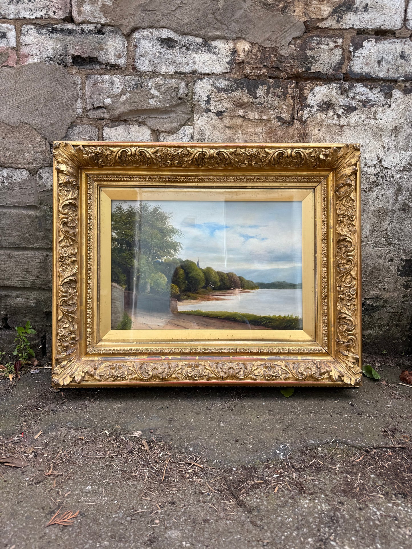 S Holt Signed Original 19th Century Antique Oil Painting on Canvas