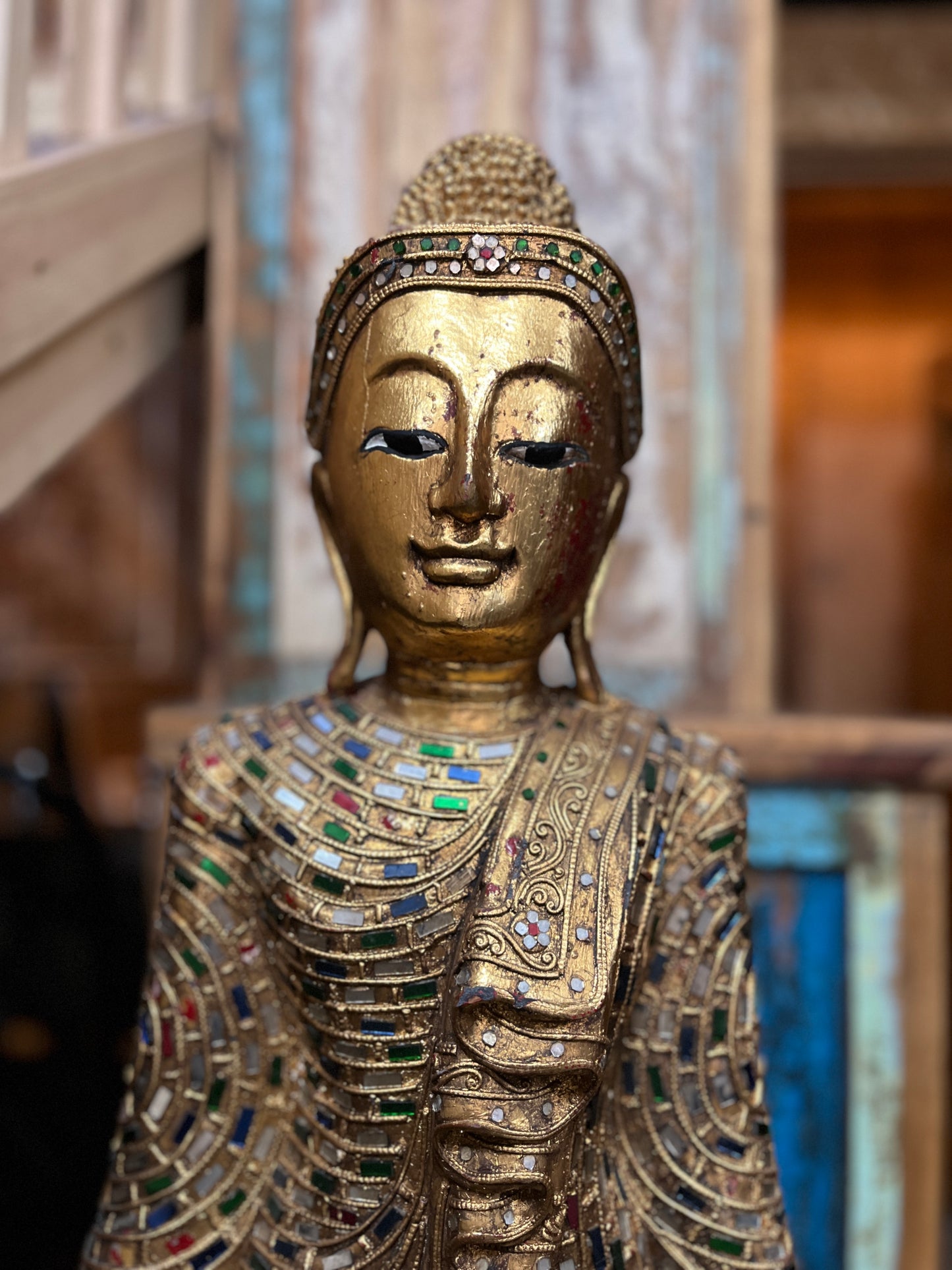 Carved Burmese Buddha Statue