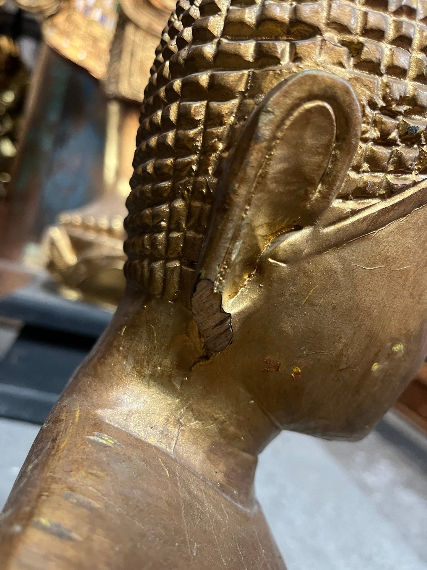 Handcrafted Buddha Head (Damage to Left Earlobe)