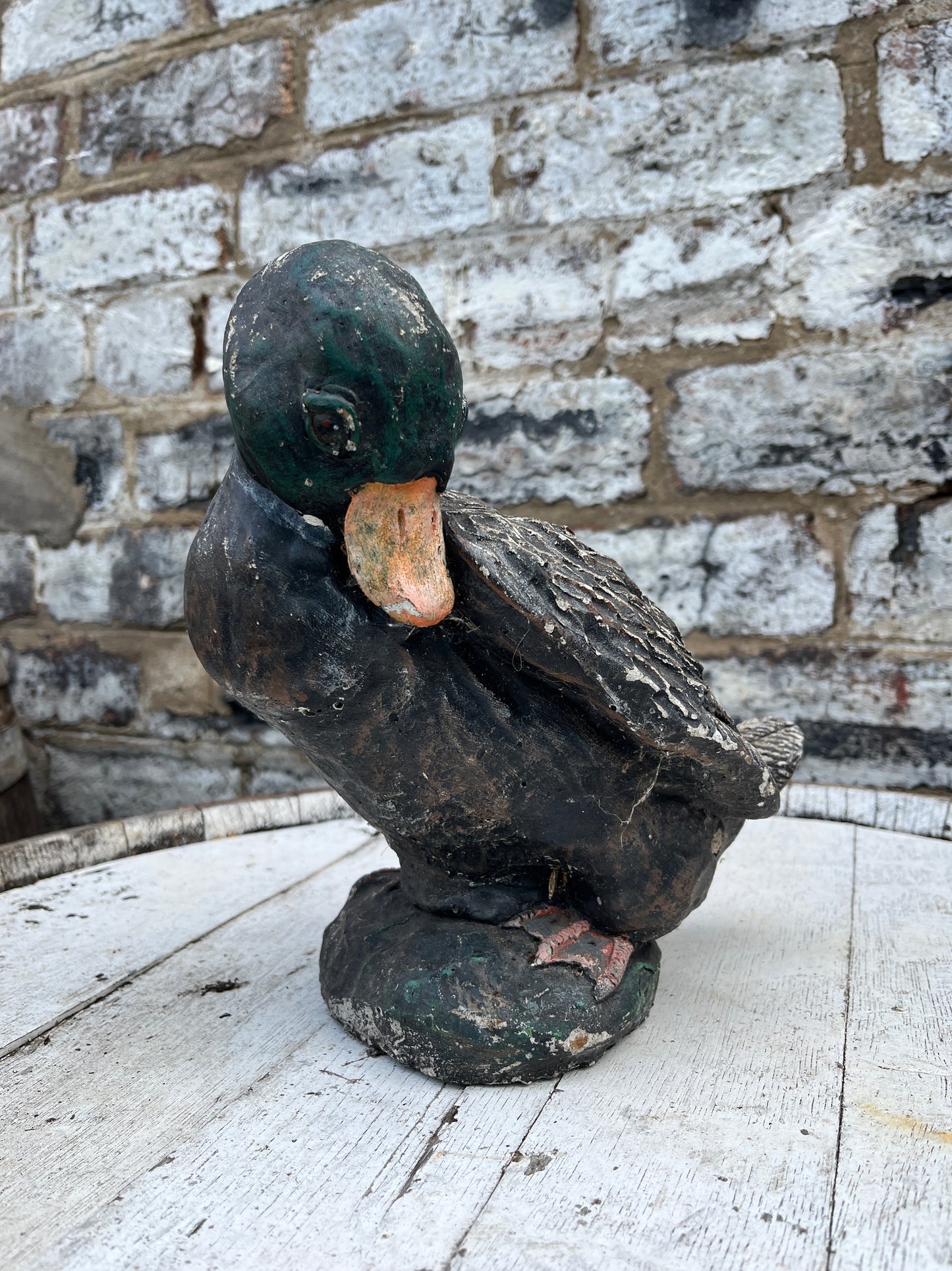 Weathered Stone Mallard Duck