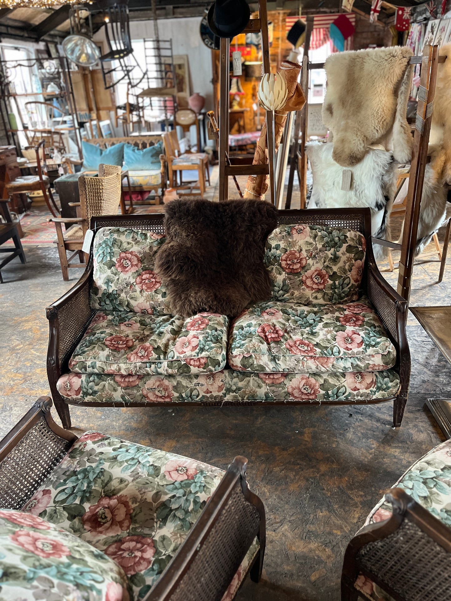 Rams Head & Dog Rose Bergère Sofa & Armchairs (Awaiting Restoration)