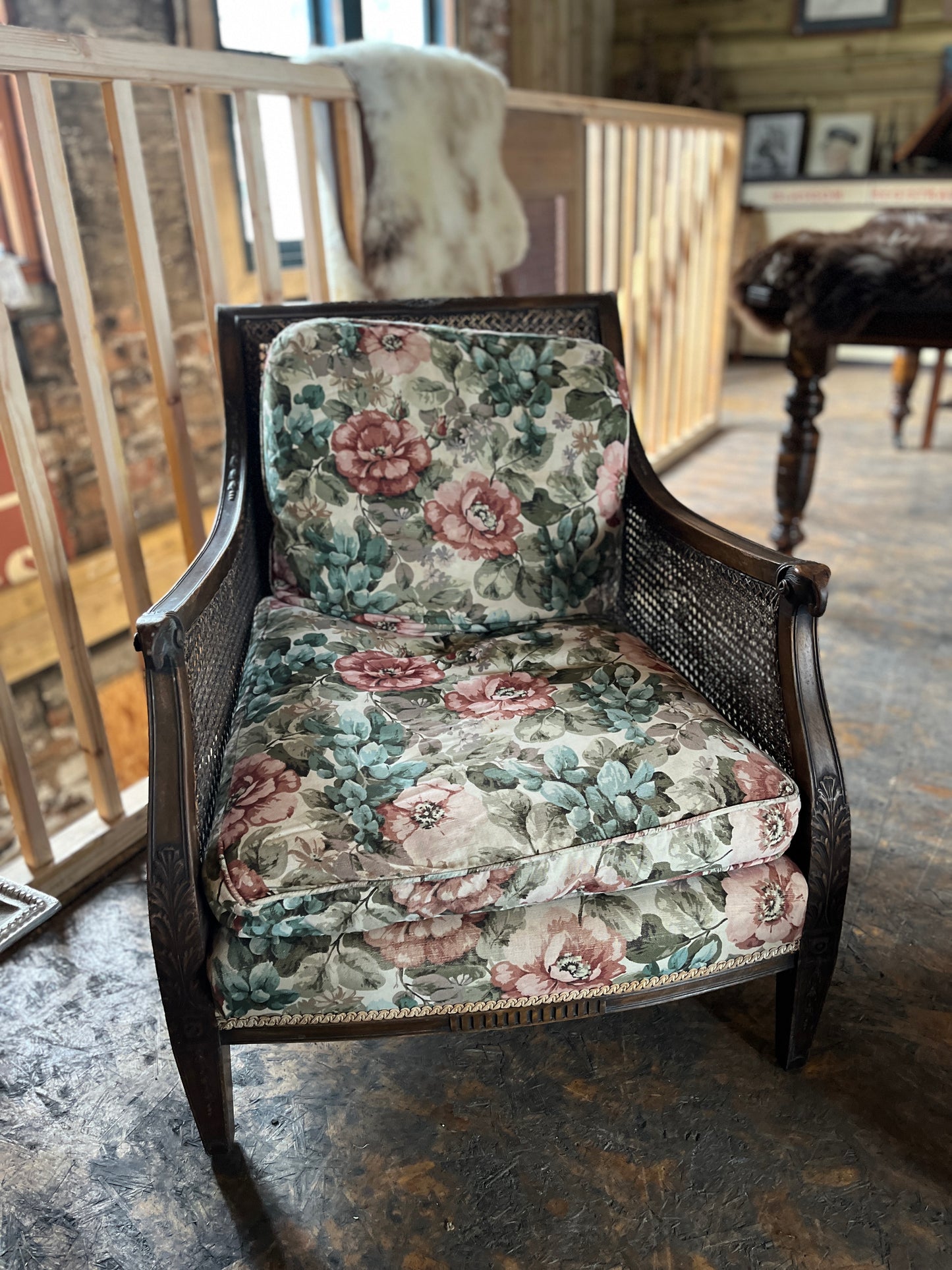 Rams Head & Dog Rose Bergère Sofa & Armchairs (Awaiting Restoration)
