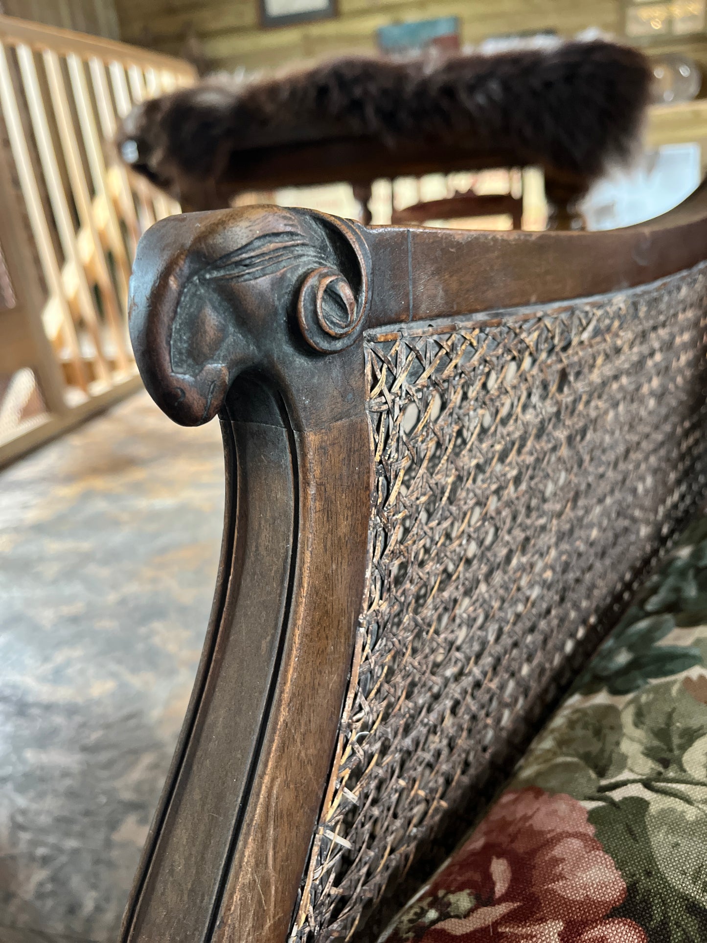 Rams Head & Dog Rose Bergère Sofa & Armchairs (Awaiting Restoration)
