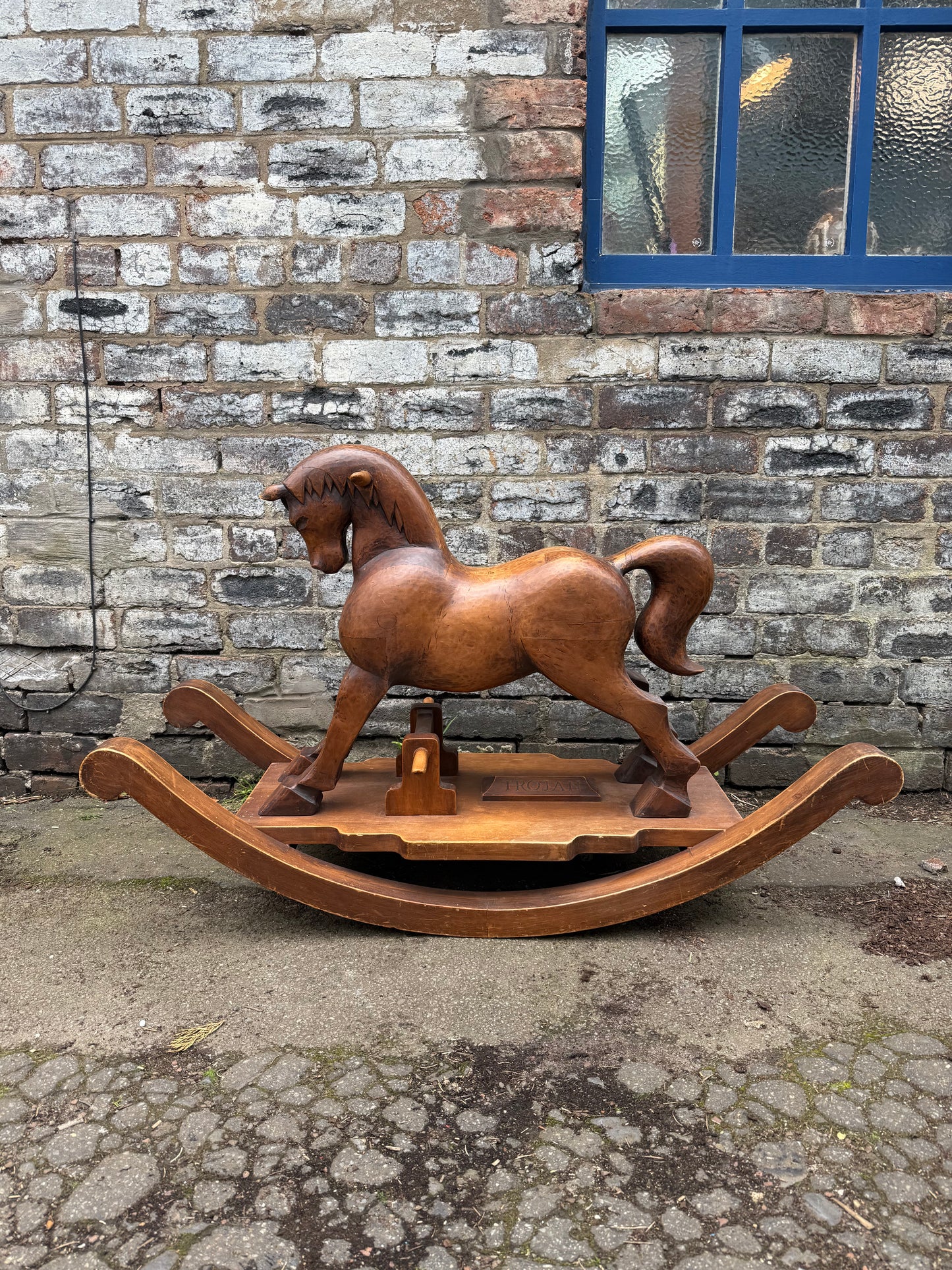 Antique Canadian 'Trojan' Wooden Rocking Horse