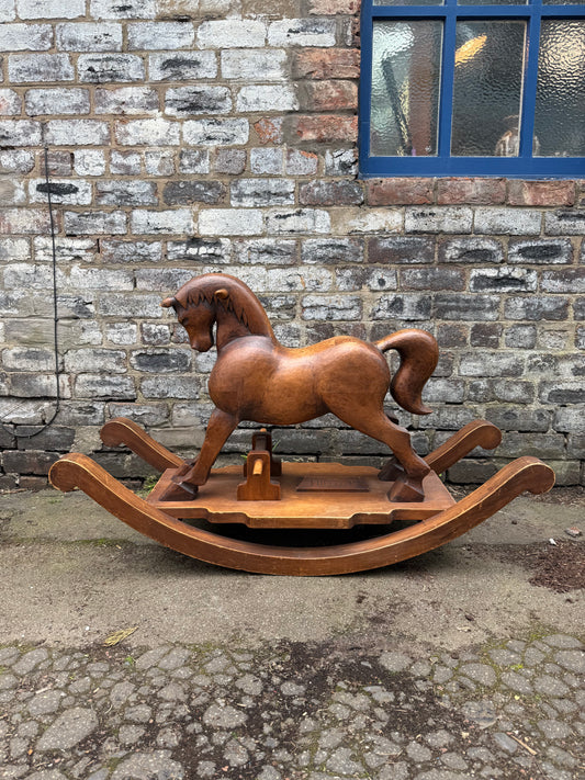 Antique Canadian 'Trojan' Wooden Rocking Horse